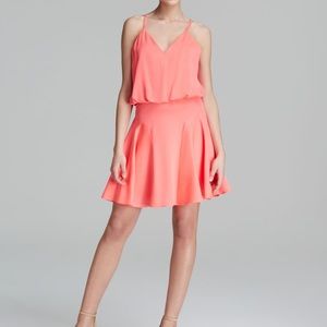 Milly Bright Pink Stretch Crepe Blouson Dress
